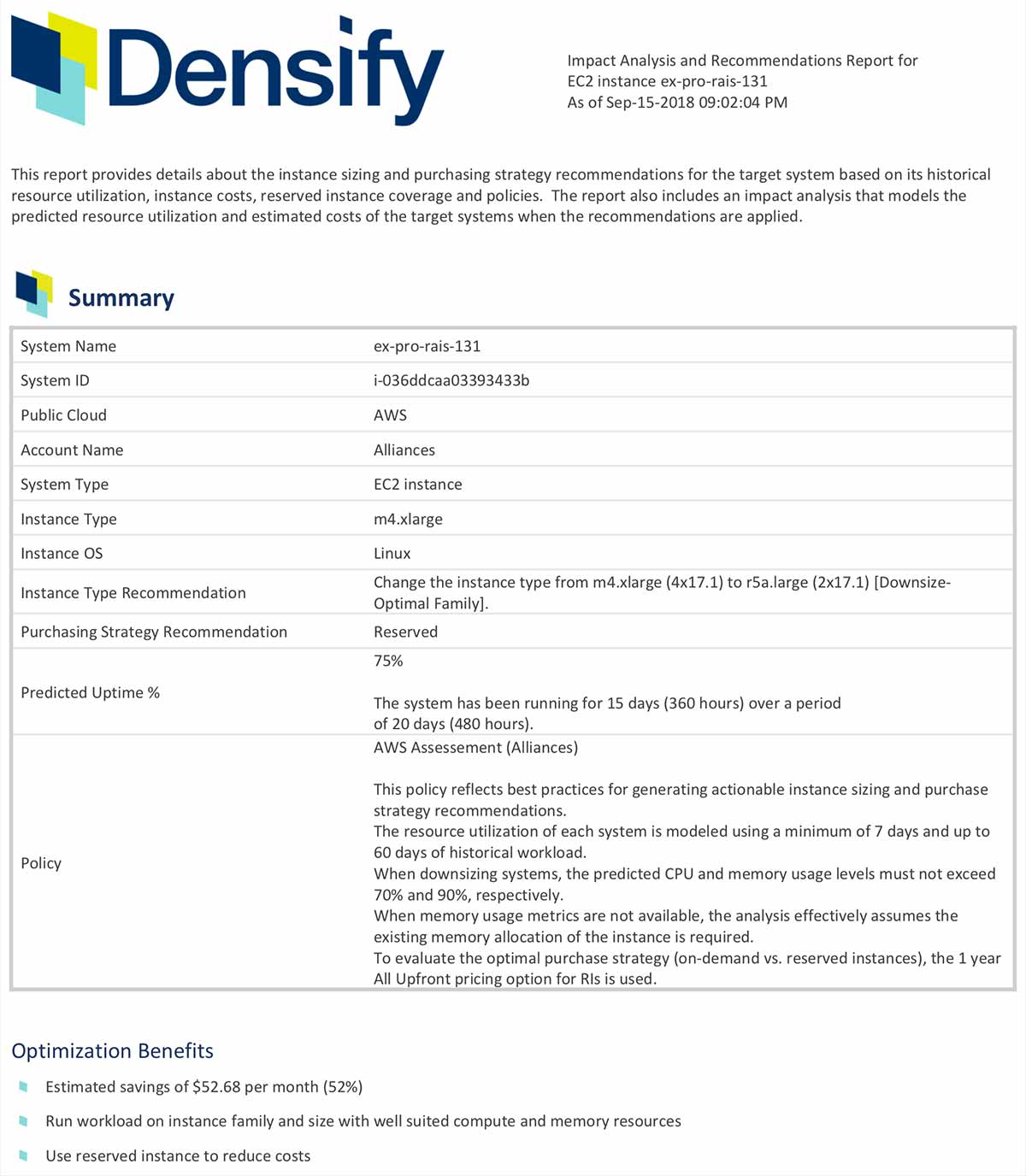 Change impact report summarizes the analysis findings for your cloud stakeholders