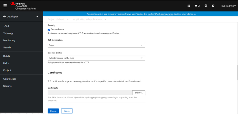 The following command is used to create a Secure Route with Edge Termination