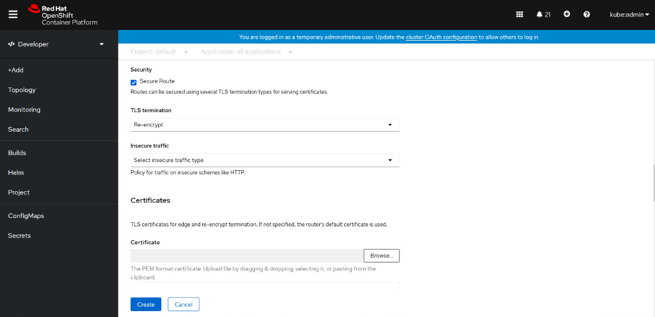 The following command is used to create a Secure Route with Edge Termination